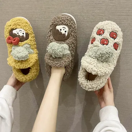 棉拖鞋女冬季家居室内月子可爱保暖包跟居家用情侣毛绒棉鞋男冬天商品大图