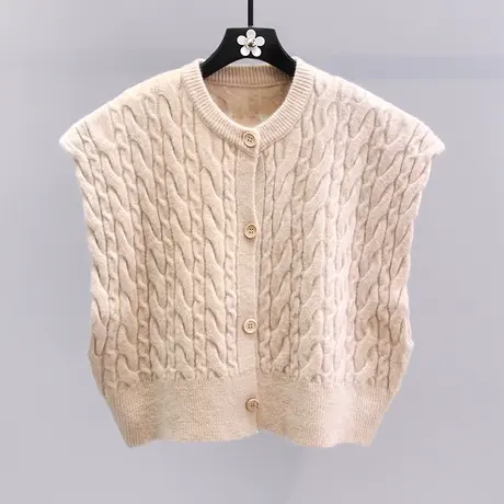 复古慵懒风麻花毛衣马甲外套女秋冬2023新款外搭无袖坎肩针织背心图片