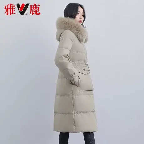 雅鹿大狐狸毛领羽绒服女中长款2022冬季新款休闲宽松保暖外套高端商品大图