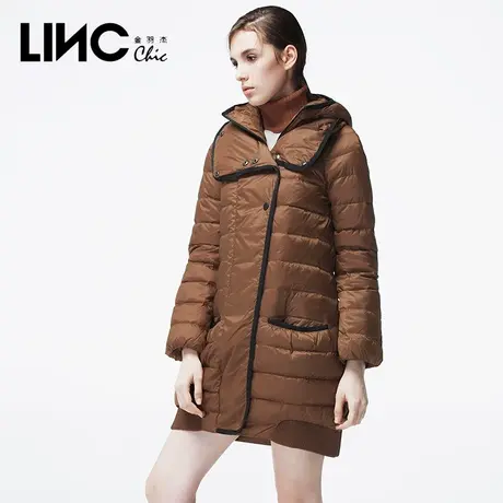 断码清仓LINC金羽杰羽绒服女中长款反季新款连帽时尚女款面包服商品大图