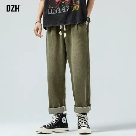 男士绿色牛仔裤男宽松直筒潮牌男裤春夏高街裤子男款休闲百搭长裤商品大图
