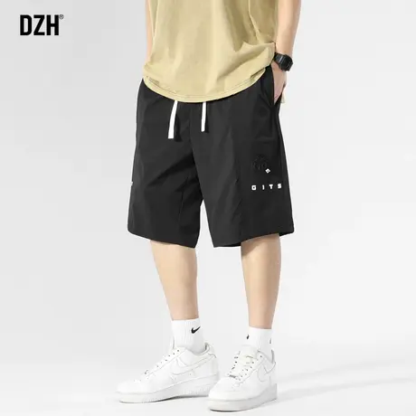 男士黑色5分短裤男款夏季2023年新款运动速干裤薄款五分裤沙滩裤商品大图