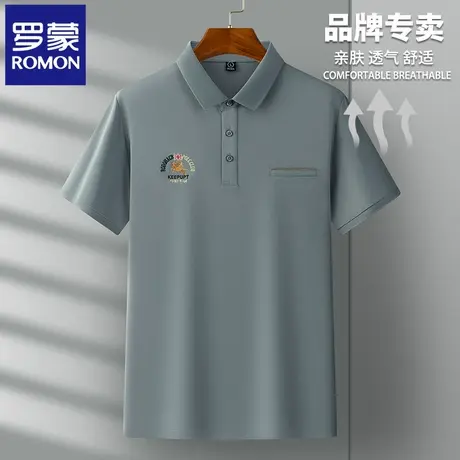 罗蒙刺绣口袋款POLO衫短袖t恤男夏季薄款休闲商务翻领半袖上衣N2Z图片