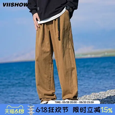 VIISHOW美拉德设计感工装裤男秋季潮牌直筒休闲长裤宽松阔腿裤子商品大图