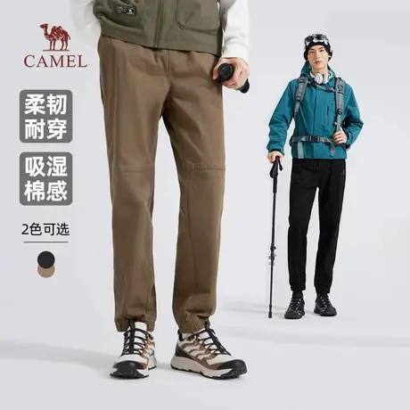 骆驼男装纯棉工装裤子男春秋季2023新款宽松运动束脚户外休闲长裤商品大图