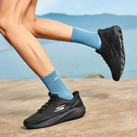 Skechers斯凯奇2025夏季新款男厚底回弹耐磨休闲运动鞋轻质跑步鞋商品大图