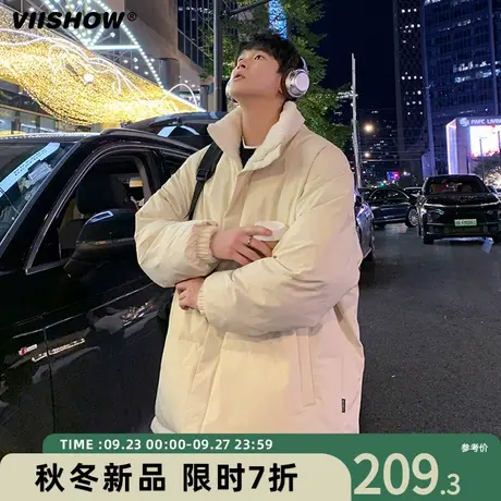 VIISHOW双面穿仿羊羔毛棉服男冬季棉衣加绒加厚仿羊羔绒外套潮商品大图