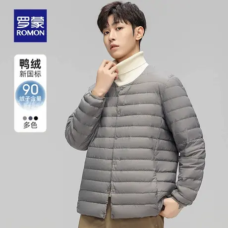 罗蒙男士时尚纯色秋羽绒2025冬季新款休闲百搭轻盈保暖短款羽绒服商品大图
