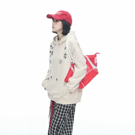 YEP美式潮牌涂鸦印花套头连帽卫衣女秋季新款宽松休闲情侣款帽衫商品大图