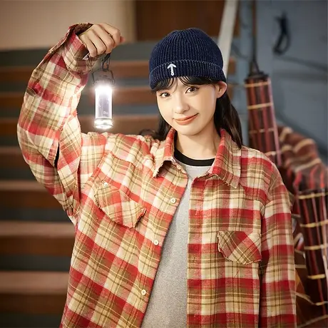 红色格子衬衫女2023新款春秋款美式复古潮牌宽松衬衣百搭小众上衣商品大图