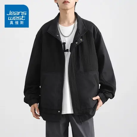 KZ真维斯翻领夹克外套男士痞帅炸街2025新款春季春秋款春装上衣服商品大图