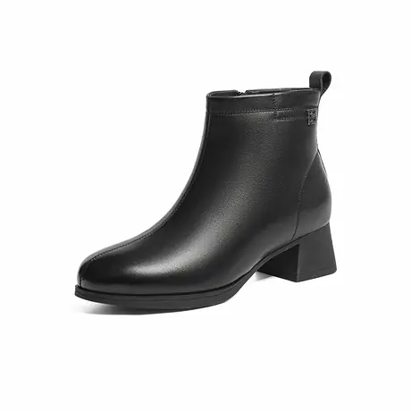 红蜻蜓妈妈鞋子冬季新款女鞋靴子中老年加绒皮鞋加厚羊毛保暖棉鞋图片