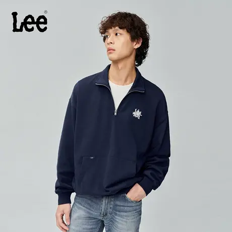 Lee商场同款25秋冬新品舒适版101+刺绣半拉链男长袖卫衣休闲潮图片