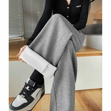 唐狮秋冬季新款女休闲裤连腰直筒休闲长裤慵懒风高级感拖地裤TUTA图片