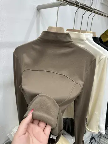 设计感明线装饰加薄绒半高领T恤女2023秋冬新款内搭打底衫上衣潮商品大图