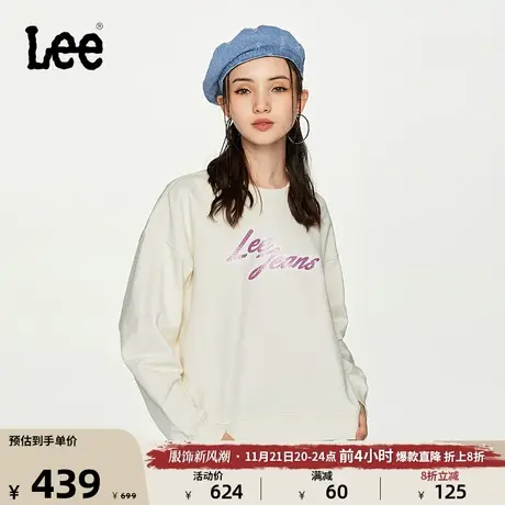 Lee商场同款23秋冬新品舒适版Y2K印花乳白色女卫衣潮LWT006660201图片