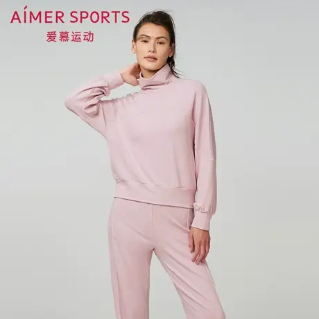 爱慕甄选运动外穿女秋冬纯色微弹休闲高领套头长袖上衣AS144S11图片