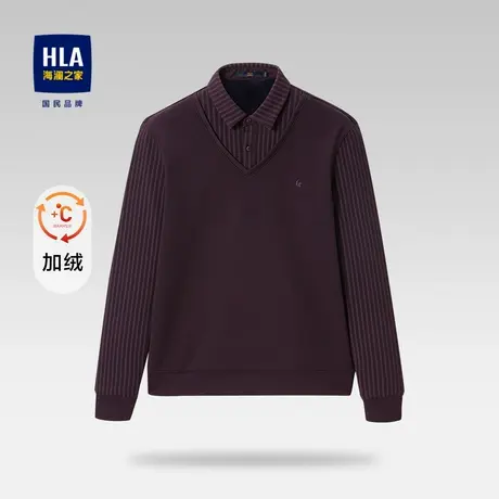 HLA/海澜之家内里加绒V领针织衫秋冬亲肤背心款刺绣假两件毛衣男商品大图