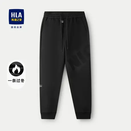 HLA/海澜之家一条过冬休闲裤23秋冬新华夫格加绒微弹中腰九分裤男商品大图