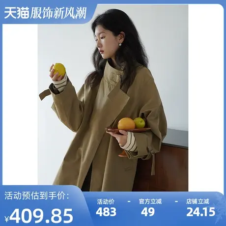 嘉茱莉2025春季新款小个子风衣外套女中长款宽松上衣法式赫本风商品大图