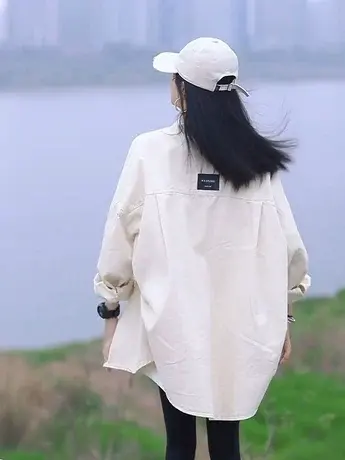 薄款休闲外套女2023年春秋新款小个子宽松设计感小众牛仔衬衫上衣商品大图