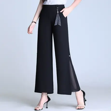 雪纺阔腿裤夏季女士薄款九分裤2023年新款大码宽松垂感直筒休闲裤商品大图