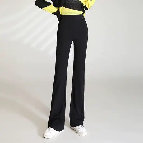 黑色高腰显瘦高弹微喇叭裤女2023新款西装直筒长裤马蹄裤修身长裤商品大图