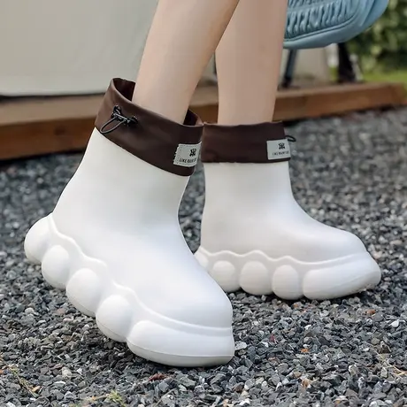 新款水鞋加绒网红中筒水靴软底轻便雨靴女款防滑防水雨鞋时尚外穿商品大图