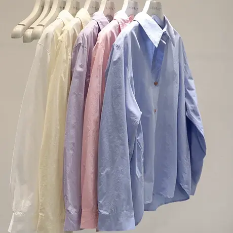 东大门新款~糖果色Polo领单排扣宽松休闲长袖衬衫减龄百搭衬衣商品大图