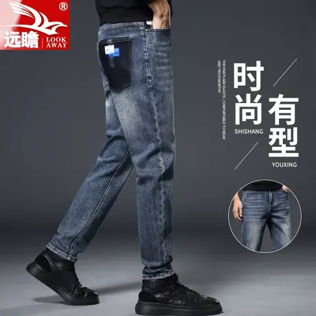秋季牛仔裤男2023新款修身直筒水洗男裤子春秋弹力百搭男士休闲裤商品大图