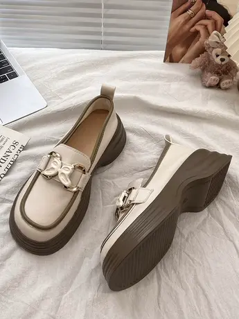 乐福鞋女英伦风2023新款秋冬百搭气质仙女鞋温柔jk小皮鞋粗跟单鞋商品大图