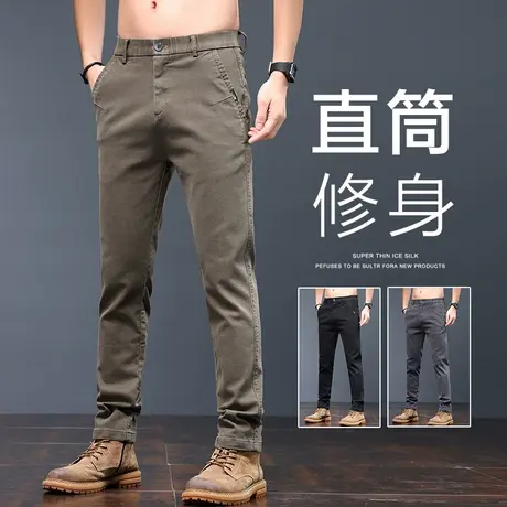 夏季秋季春秋款咖色商务西服西装裤男士修身小直筒休闲长裤男裤子商品大图