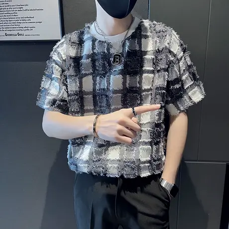 夏季男士t恤短袖宽松复古日系潮牌原宿个性半袖潮流休闲圆领体恤商品大图