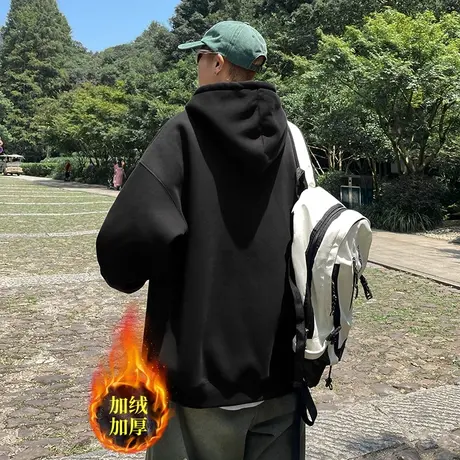 连帽卫衣男加绒2023年秋季美式高街衣服秋冬款潮牌重磅高克重外套图片