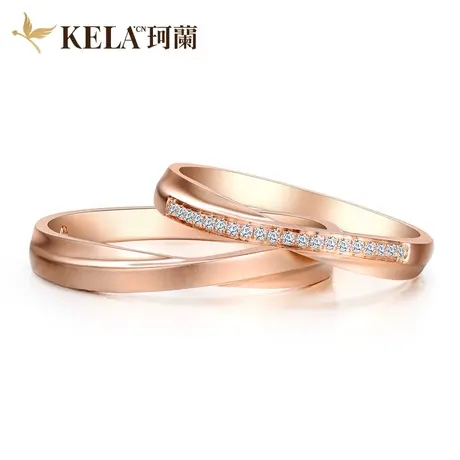 珂兰钻石旗舰店玫瑰18k金钻石戒指男女情侣对戒结婚彩金钻戒排戒图片