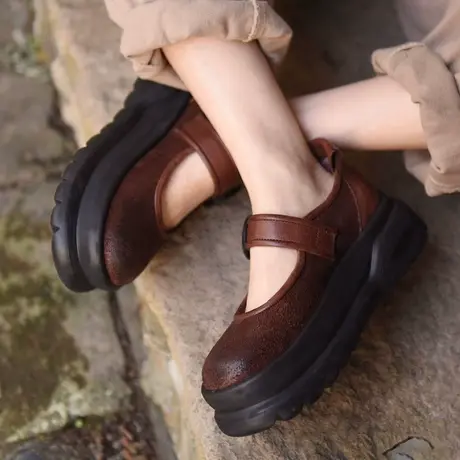 Artmu阿木原创复古厚底鞋浅口单鞋玛丽珍女鞋黑色小皮鞋2025新款图片