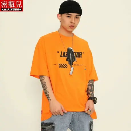 密瓶儿潮牌短袖男夏季大码胖子上衣潮宽松加肥加大男士肥t恤男装商品大图