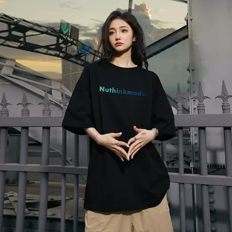 Nuthink美式潮牌字母T恤男潮流ins情侣大码短袖宽松夏季半袖上衣商品大图