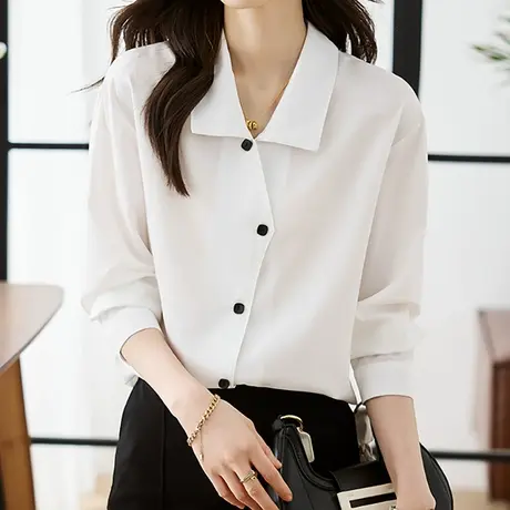 【3月4春新品8折】高级感气质衬衫上衣设计感小众别致长袖衬衣女图片