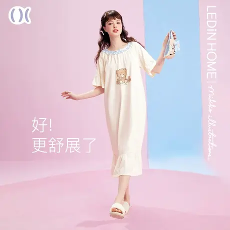 乐町mikko联名睡裙女夏季2023年新款可爱少女短袖薄款睡衣家居服商品大图