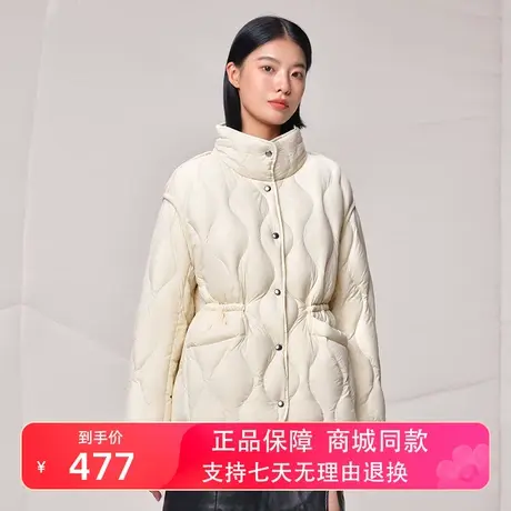 坦博尔2023年新款立领羽绒服女菱格收腰百搭保暖秋冬外套TB233326图片