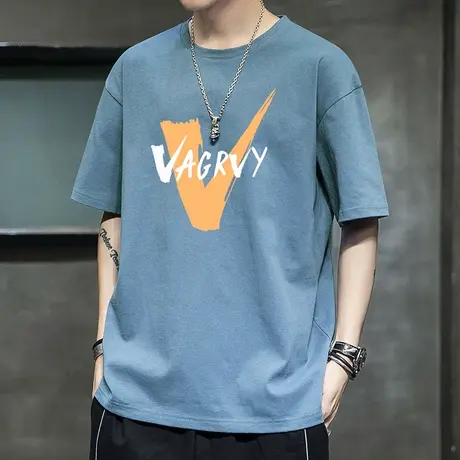 短袖t恤男士2023新款圆领体恤衫夏季半袖青年中袖薄款上衣服潮流商品大图