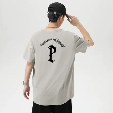 重磅纯棉短袖t恤男夏季宽松圆领上衣服全棉体恤美式潮流印花半袖商品大图