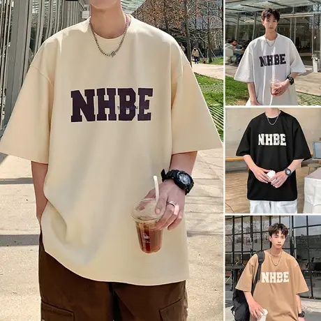 vintage华夫格短袖T恤男夏季2023新款宽松cleanfit半袖潮牌体恤衫商品大图