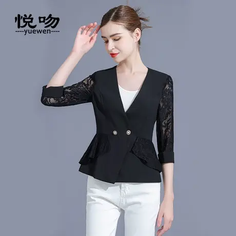 今年流行的无领小西装外套女2023新款七分袖小个子西服上衣夏薄款图片