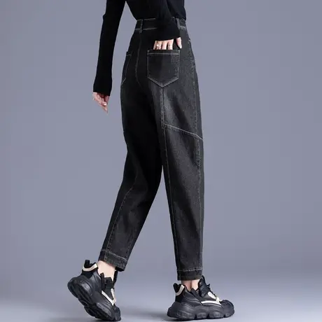 九分牛仔裤女宽松2023年新款女裤老爹裤加绒大码胖mm萝卜裤哈伦裤商品大图