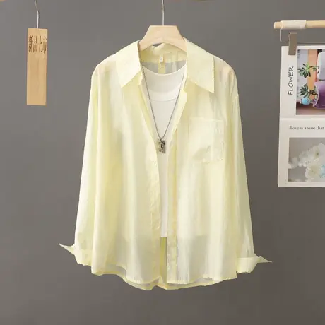 小众洋气透气防晒衬衫外套女夏季2023新款百搭薄款防晒衣开衫上衣图片