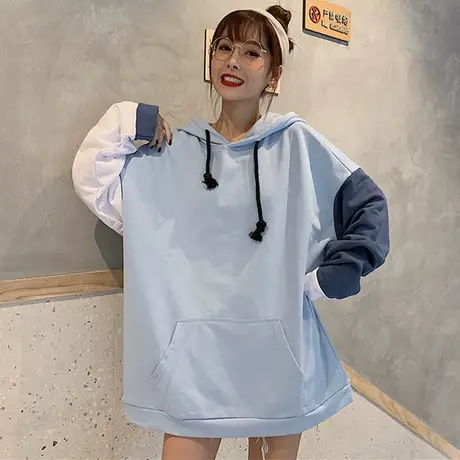 waitmore卫衣女潮ins连帽韩版宽松原宿bf慵懒风薄款初秋上衣外套商品大图