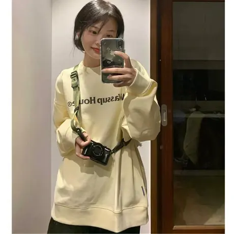 美式复古hiphop卫衣女春秋薄款潮牌ins上衣bf慵懒风oversize外套商品大图