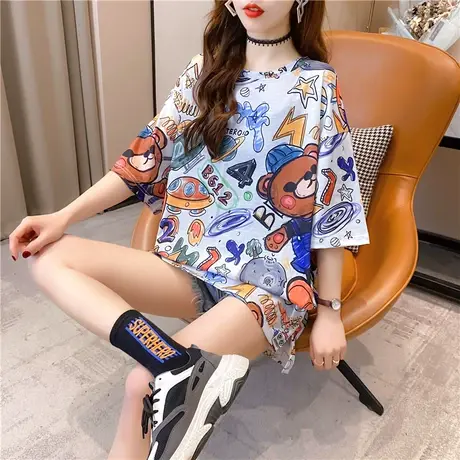 短袖女学生t恤女夏季2023年新款bf原宿风ins宽松韩版打底女上衣潮图片